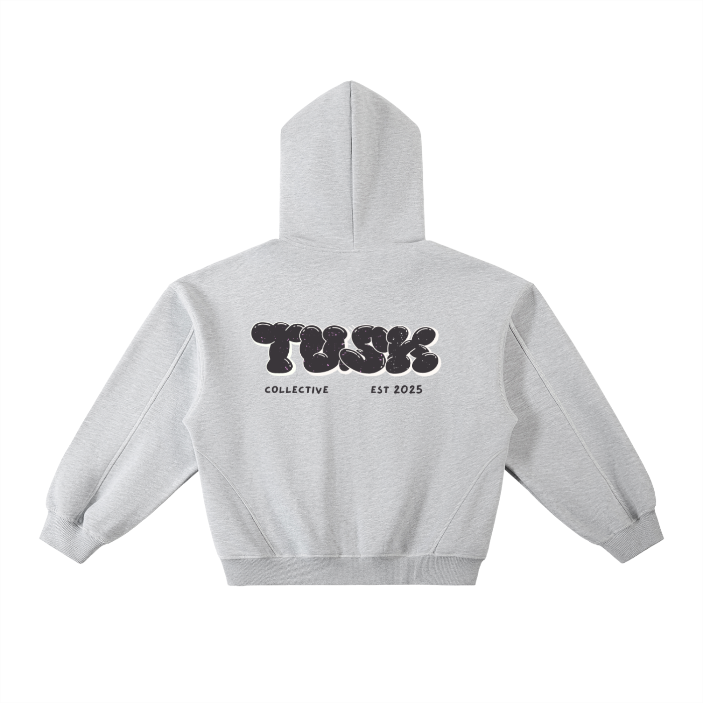 Contrast-Stitched Boxy Fleece Hoodie