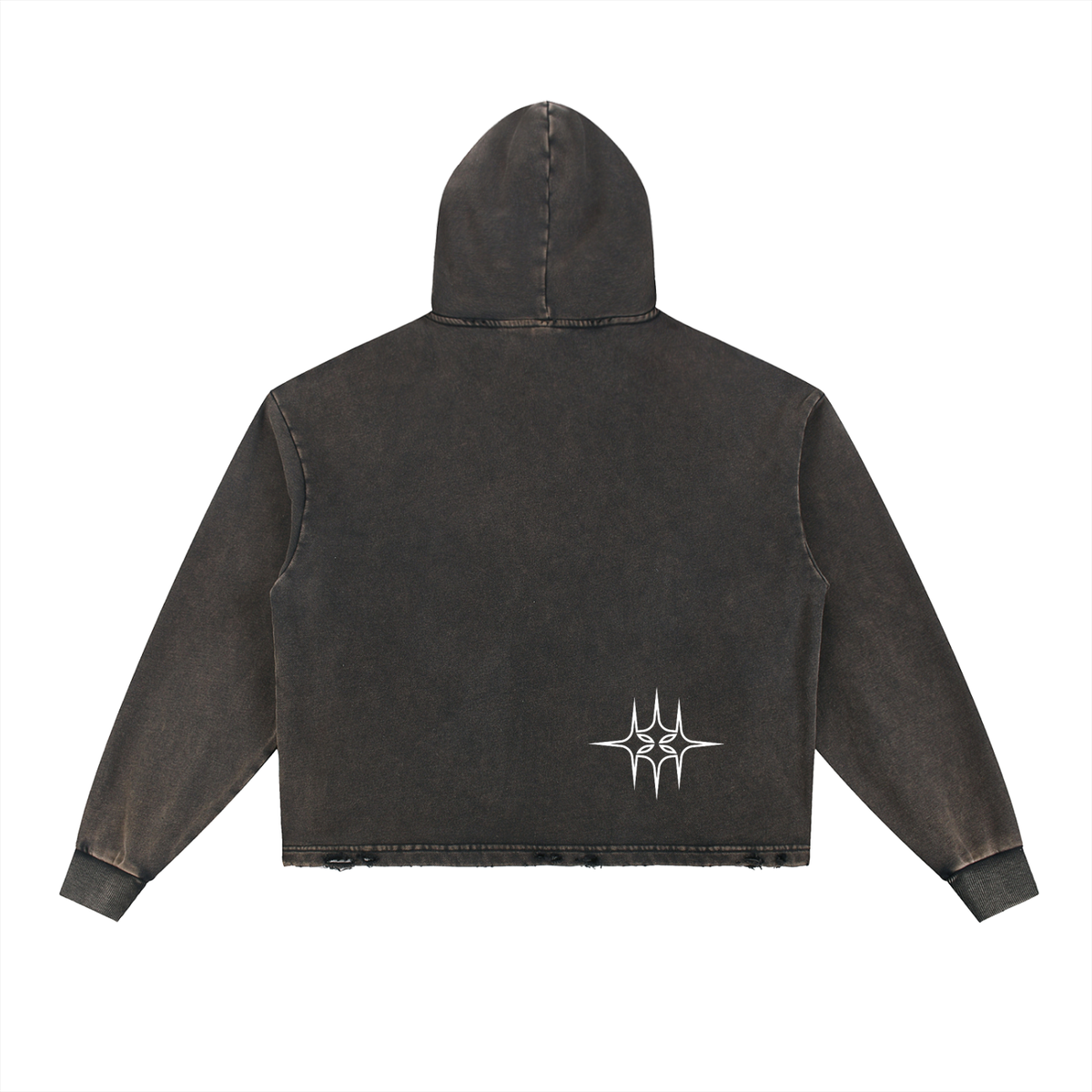 Vintage Washed Frayed-Hem Hoodie
