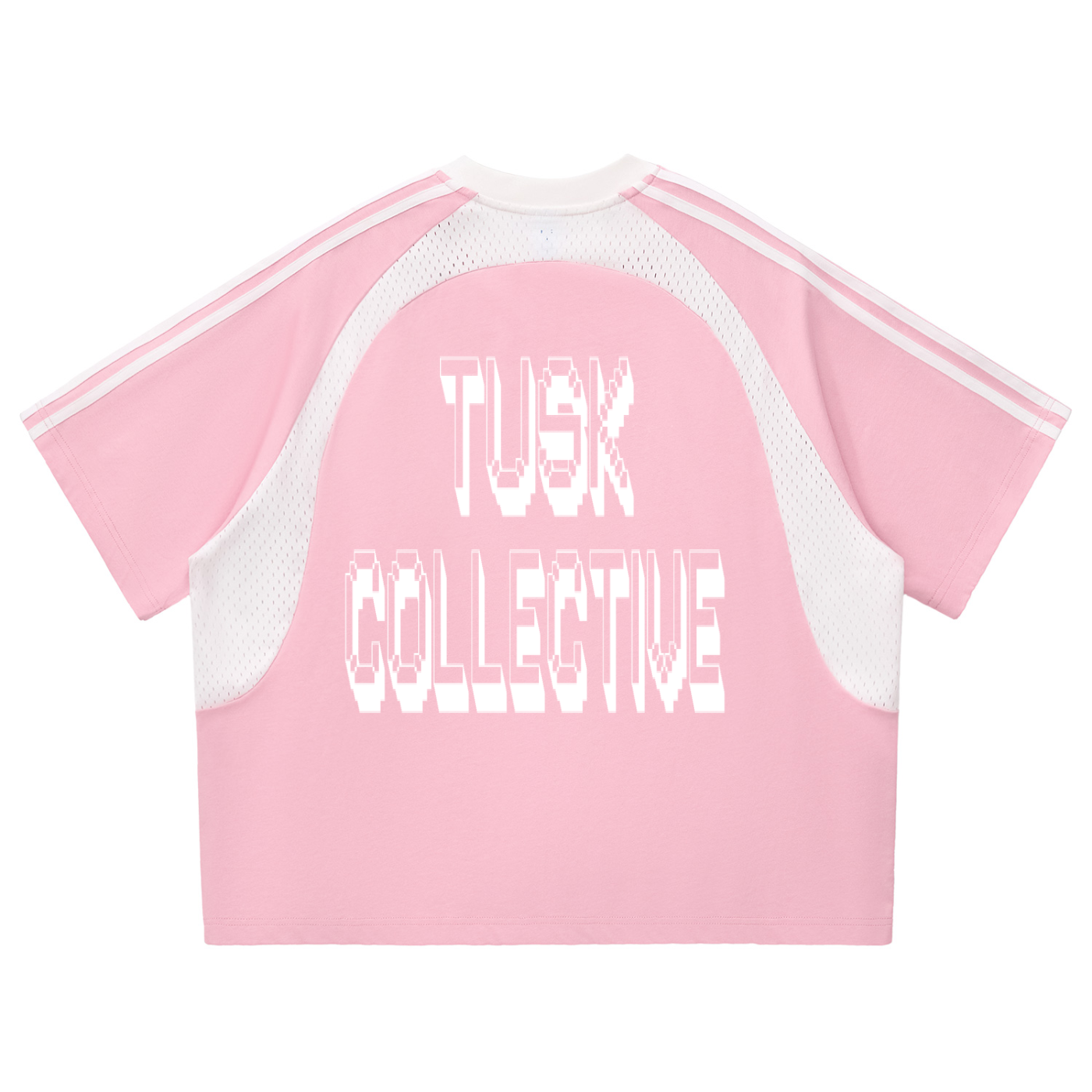 Contrast Stripes Panel Mesh T-shirt