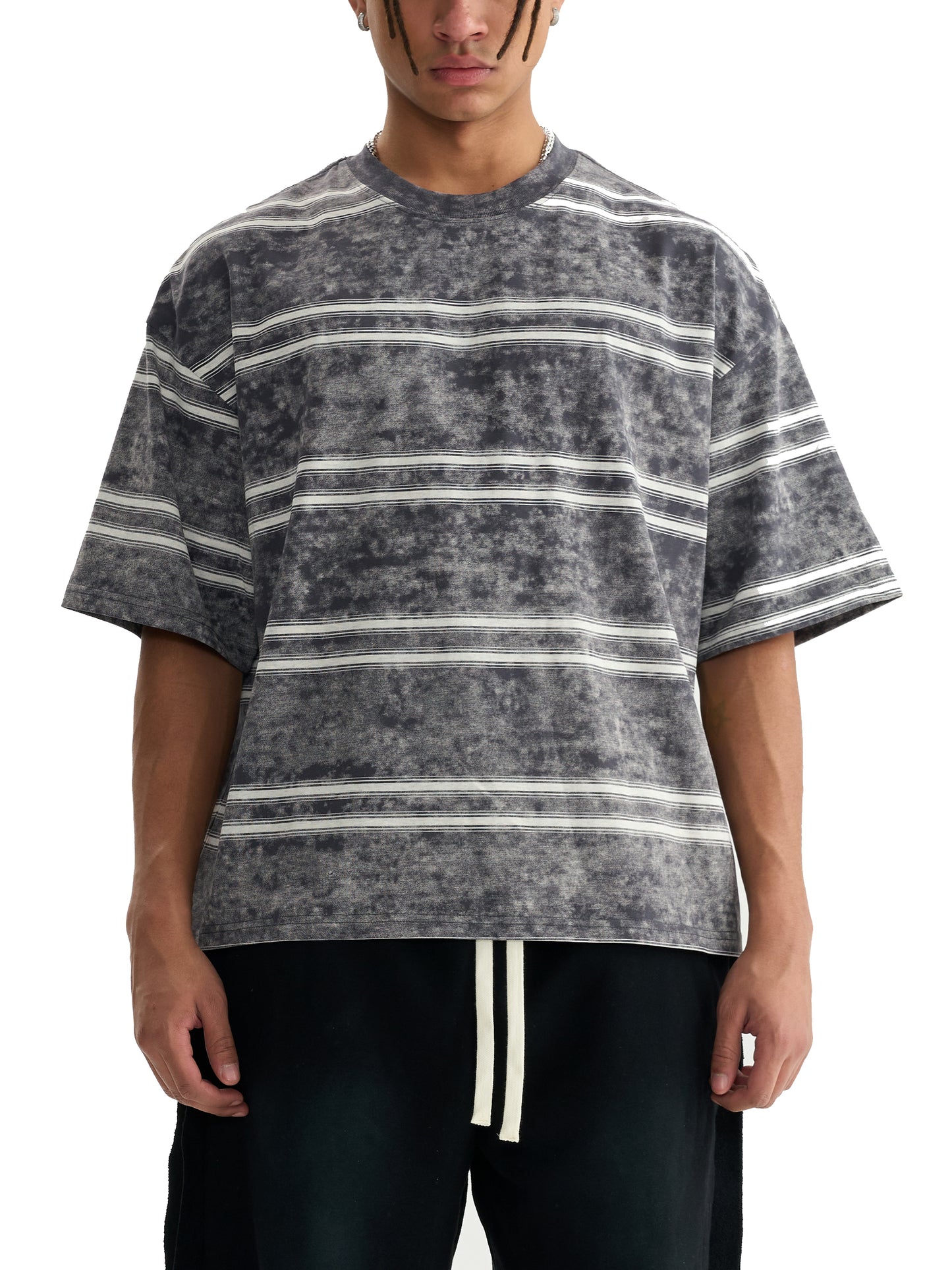 Snow Washed Striped Boxy T-Shirt