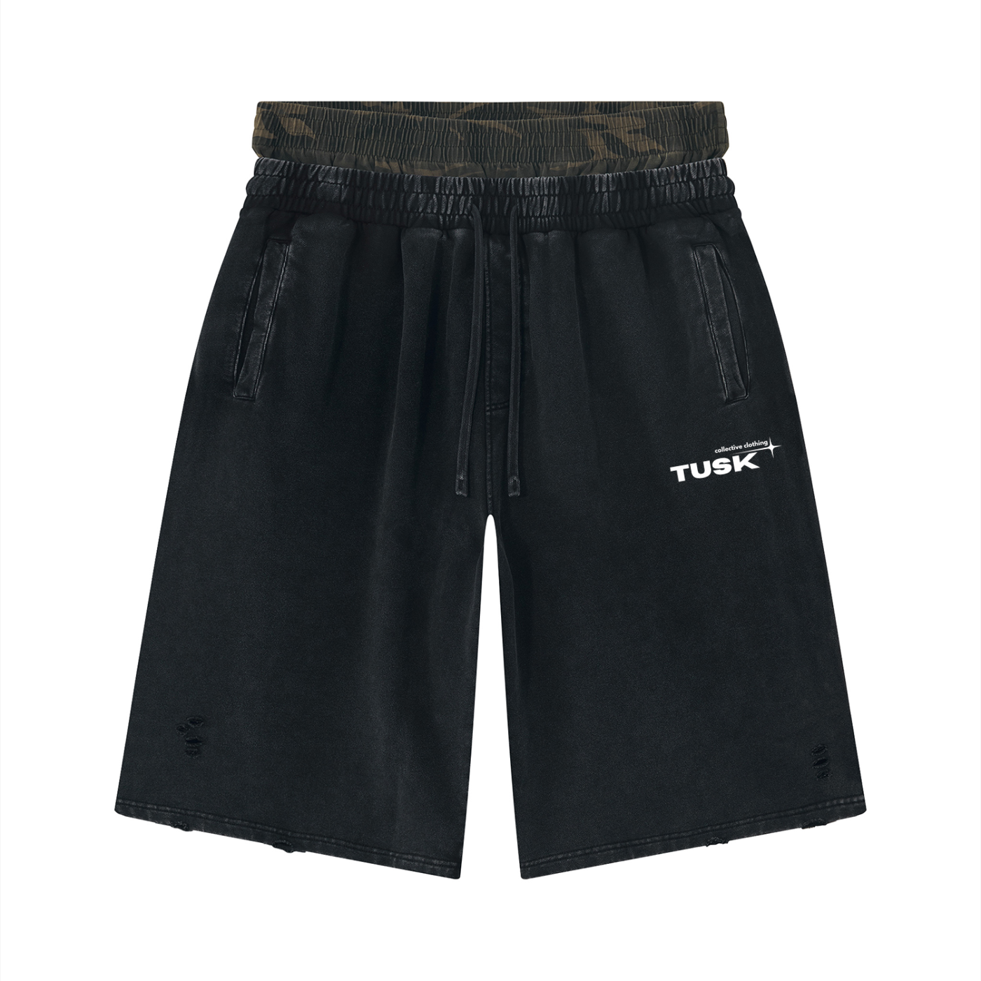 Unisex Vintage Wash Distressed Wide Leg Shorts