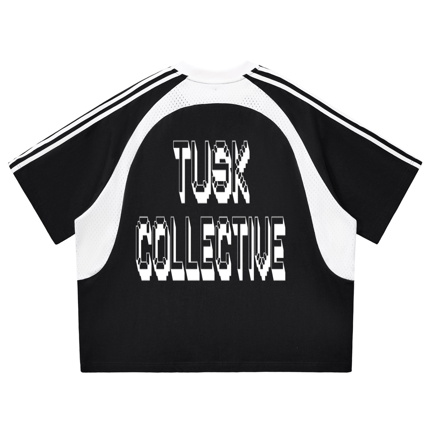 Contrast Stripes Panel Mesh T-shirt