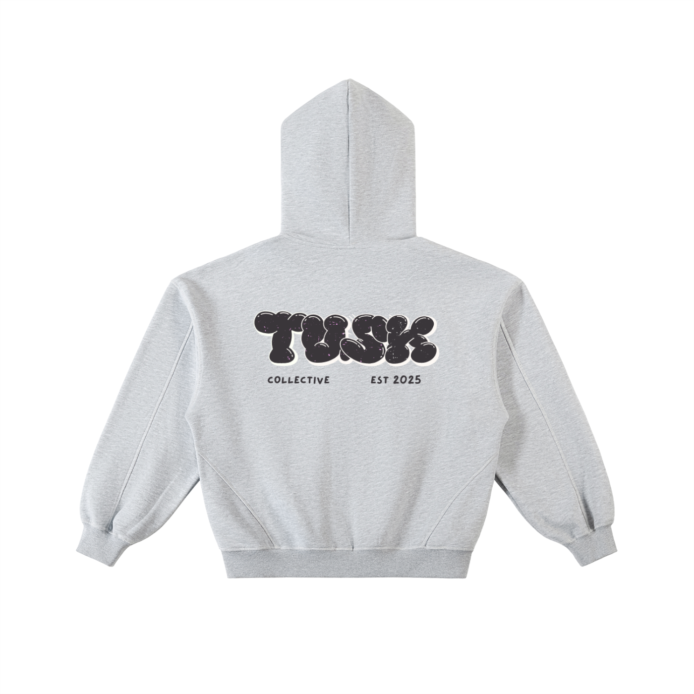 Contrast-Stitched Boxy Fleece Zip Hoodie