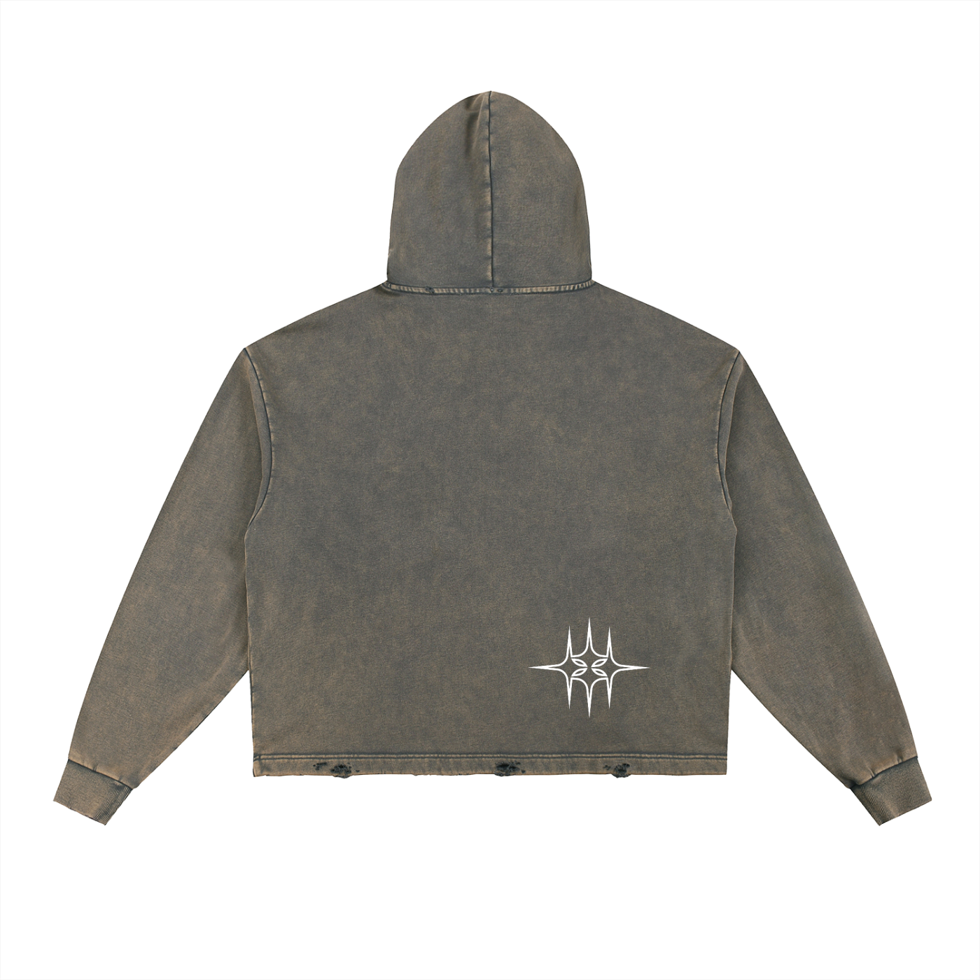 Vintage Washed Frayed-Hem Hoodie
