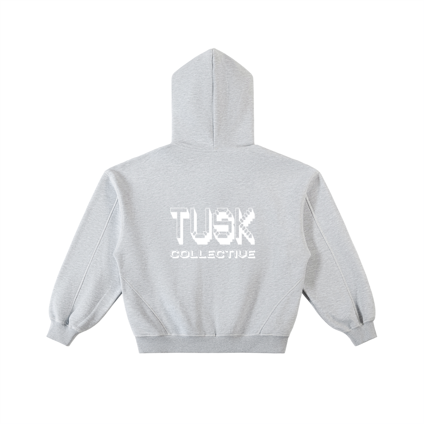 Contrast-Stitched Boxy Fleece Zip Hoodie