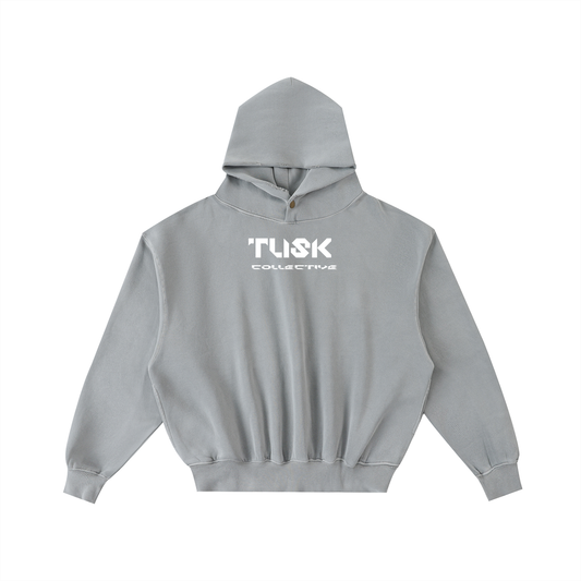 Frayed Enzyme Washed Fleece Hoodie