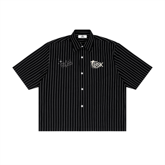 Unisex Striped Boxy Button-Up Shirt