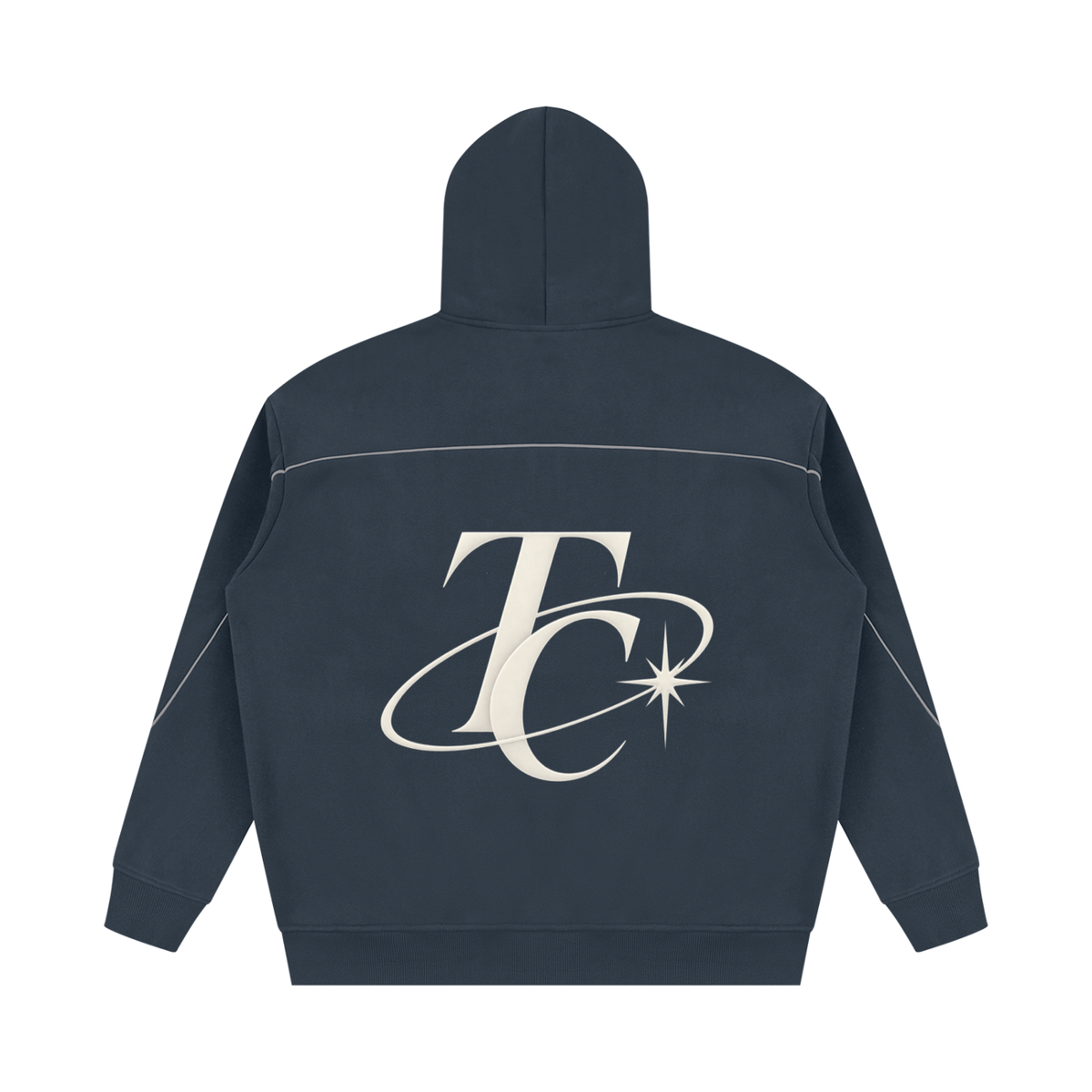 Unisex Oversized Piping Fleece Hoodie