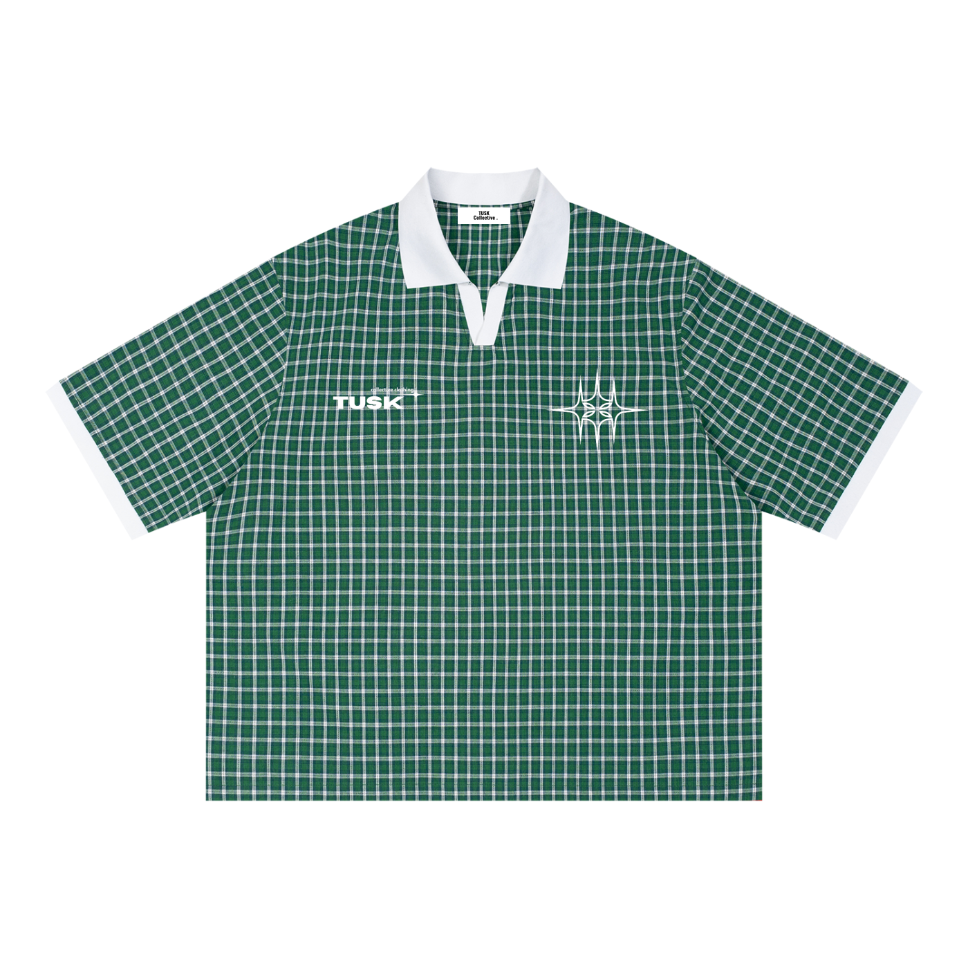 Unisex Boxy Plaid Color Block Polo Shirt