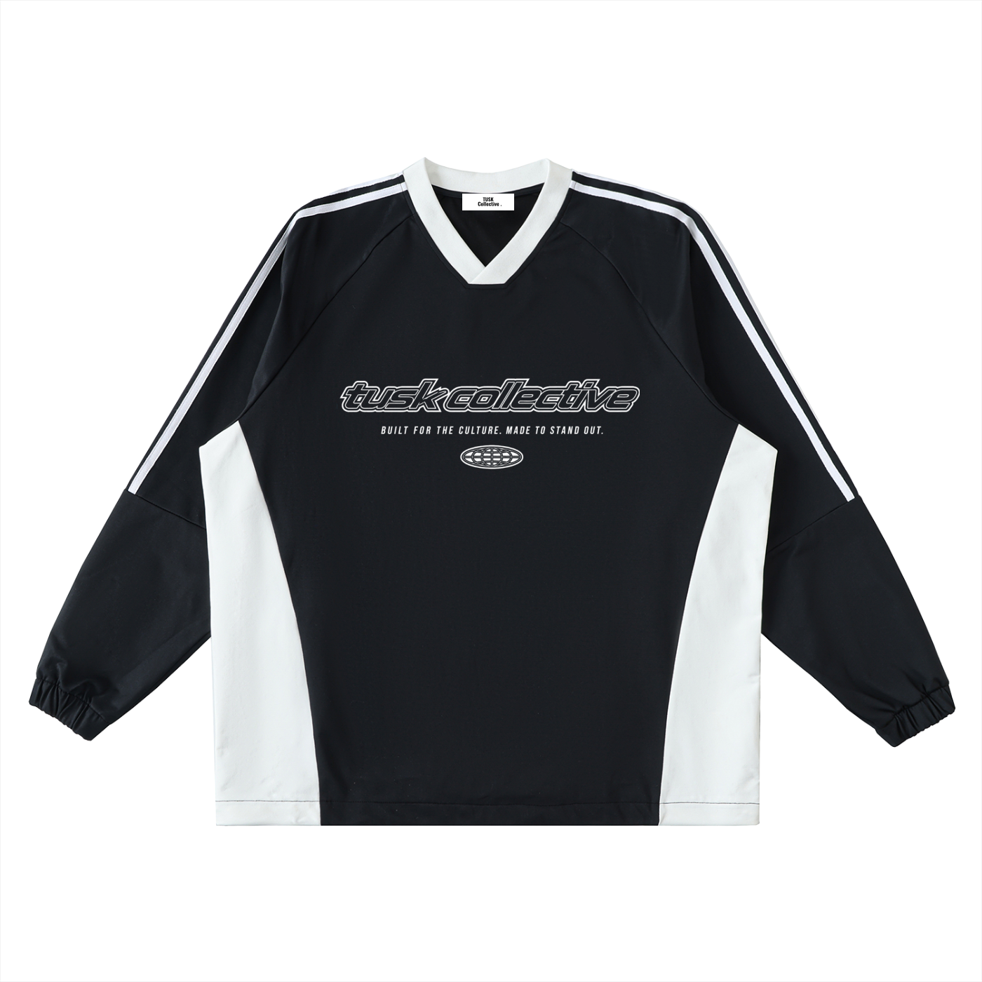 Color-Block V-Neck Long-Sleeve T-Shirt