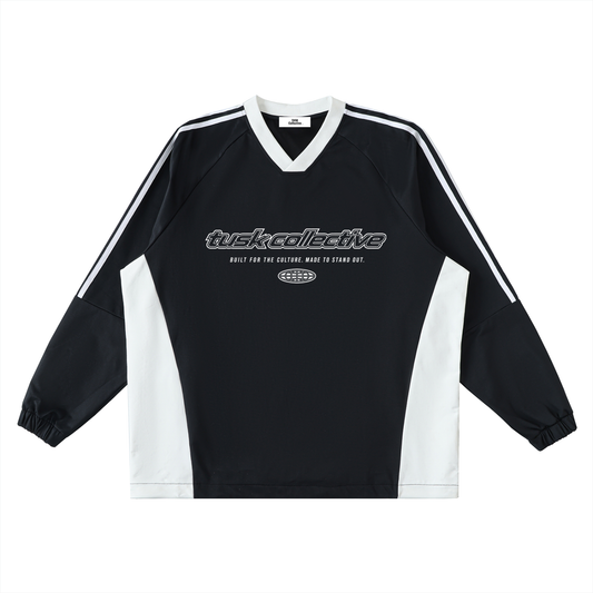 Color-Block V-Neck Long-Sleeve T-Shirt