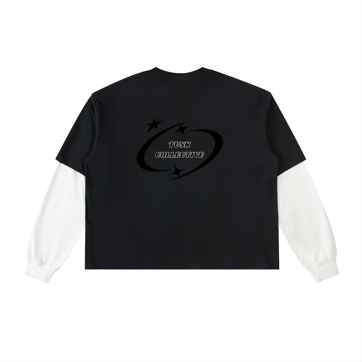 Layered Contrast Sleeve Cotton T-Shirt
