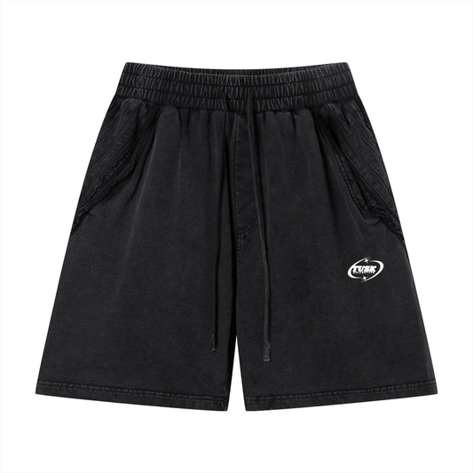 Unisex Vintage Wash Raw Edge Shorts