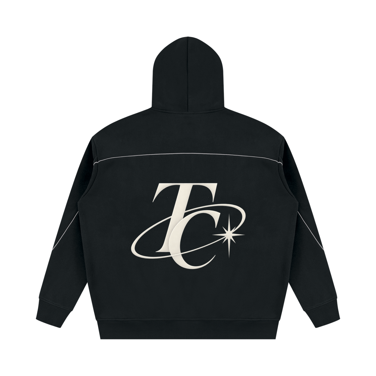 Unisex Oversized Piping Fleece Hoodie
