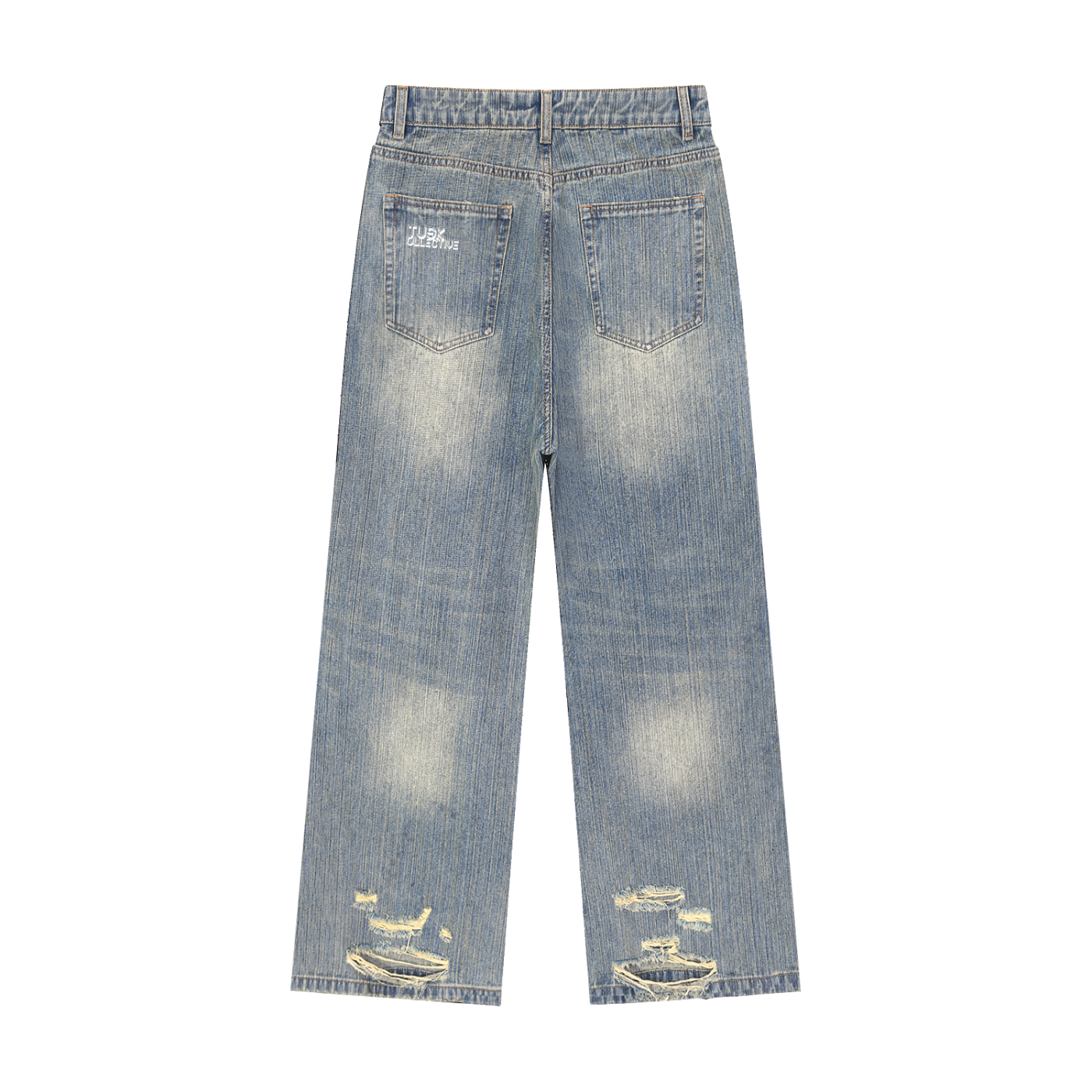 Vintage Wash Distressed Denim Jeans