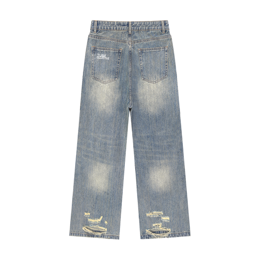 Vintage Wash Distressed Denim Jeans