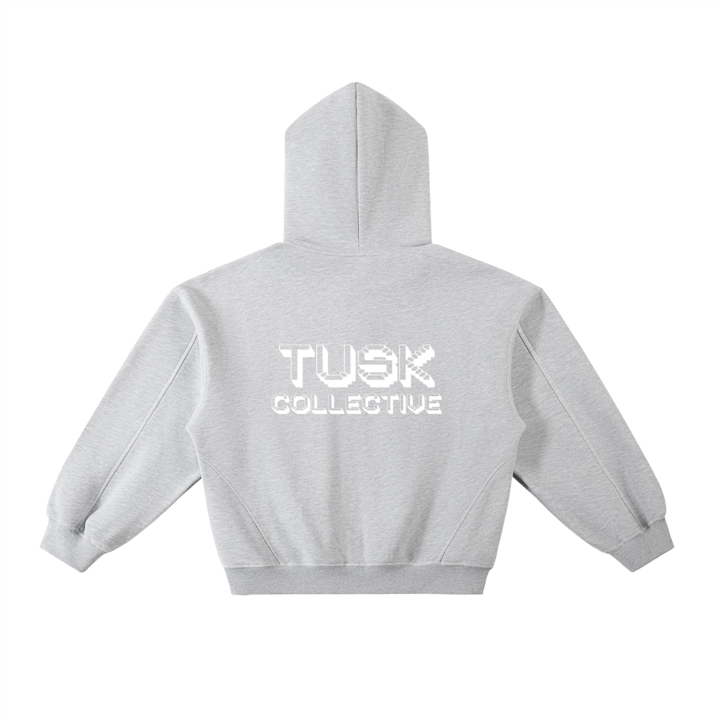 Contrast-Stitched Boxy Fleece Hoodie