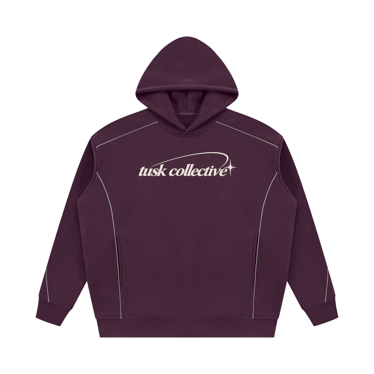 Unisex Oversized Piping Fleece Hoodie