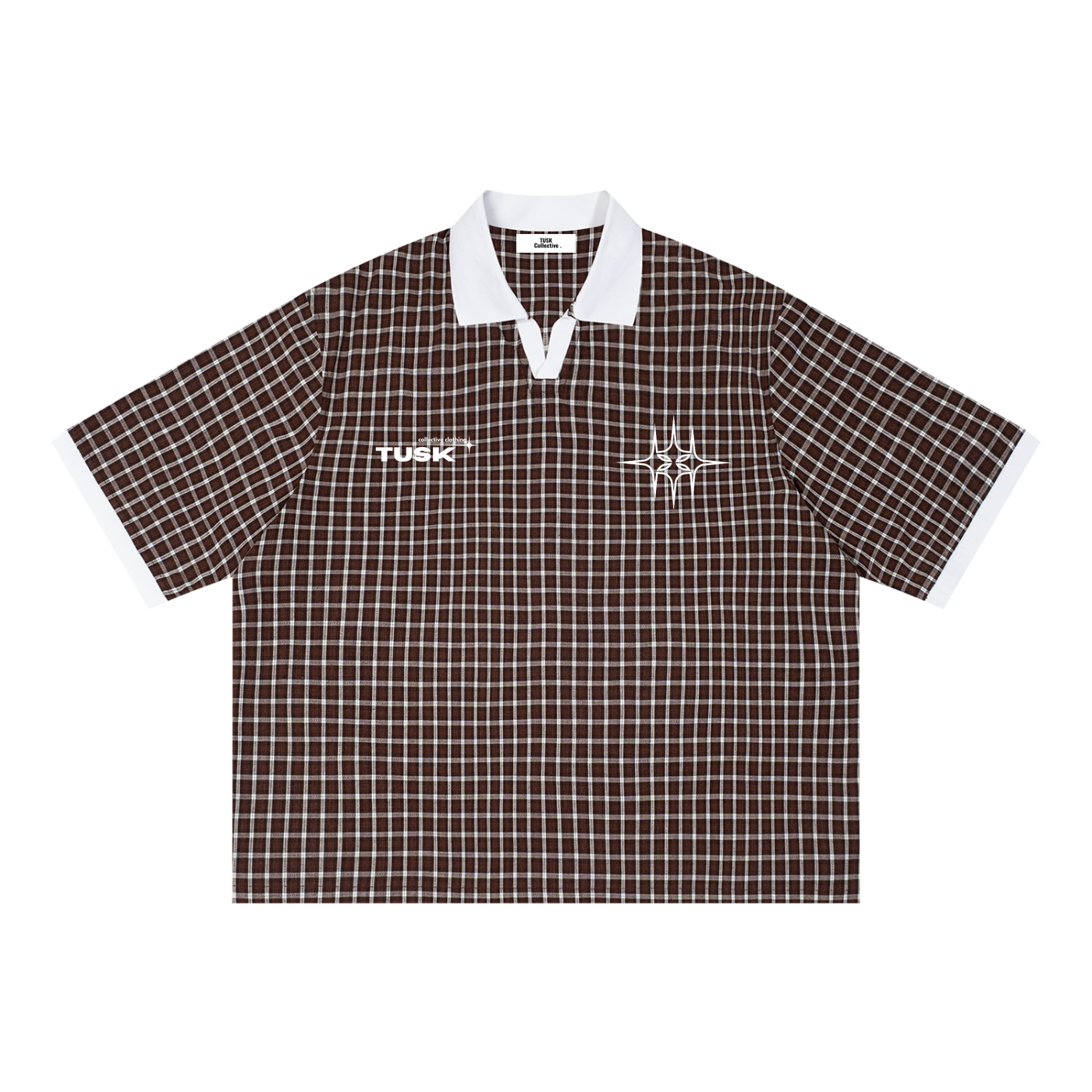 Unisex Boxy Plaid Color Block Polo Shirt