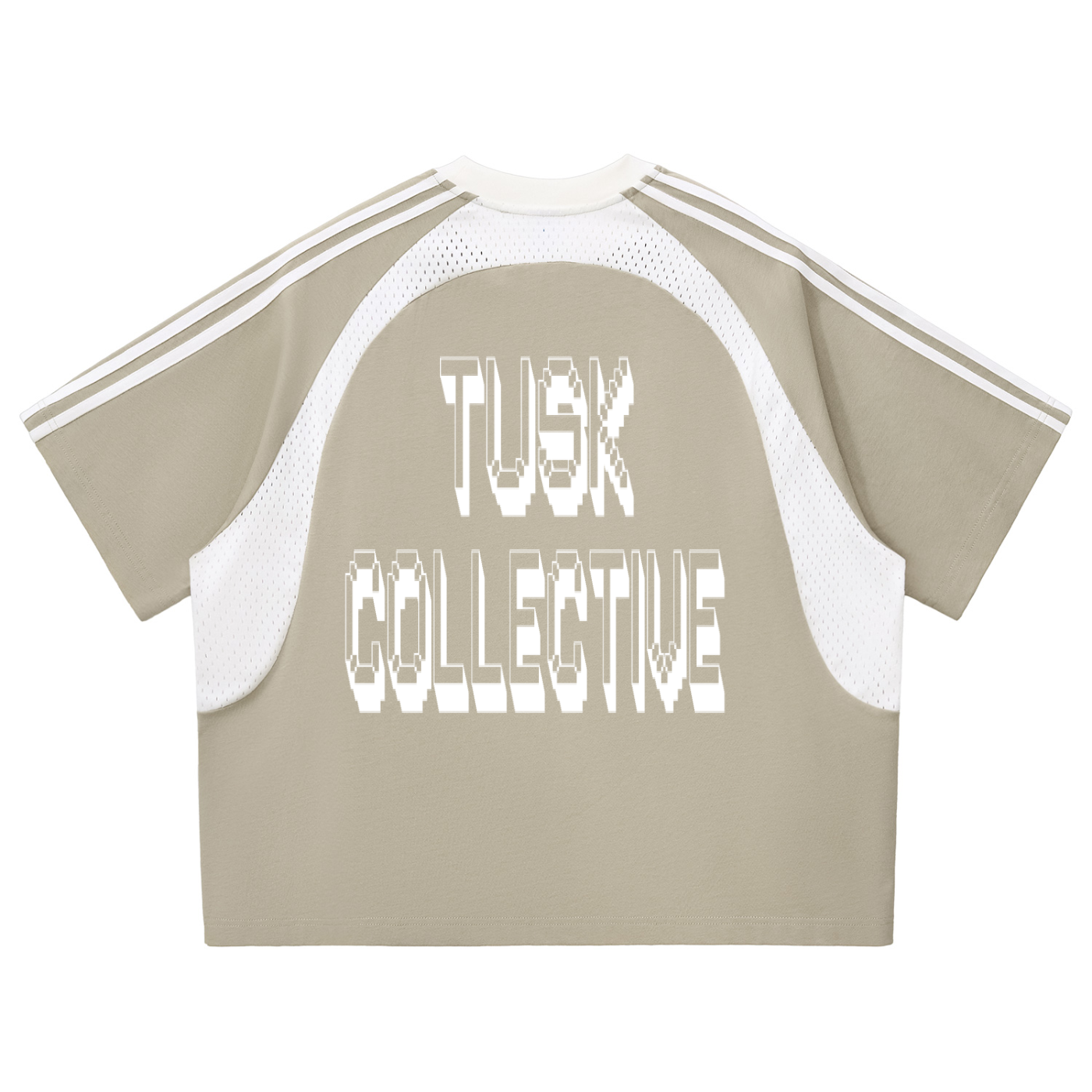 Contrast Stripes Panel Mesh T-shirt