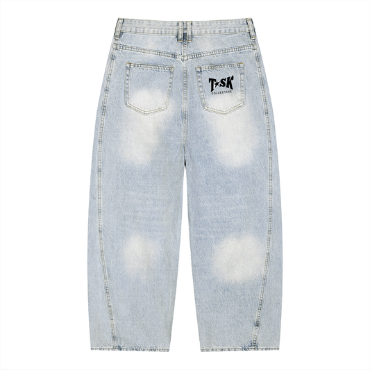 Men's Vintage Wash Sunfade Barrel Leg Jeans