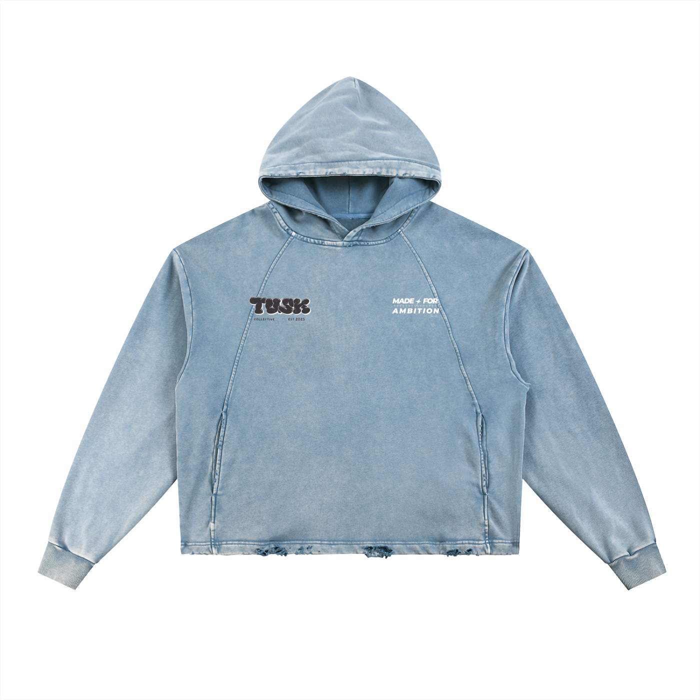 Vintage Washed Frayed-Hem Hoodie