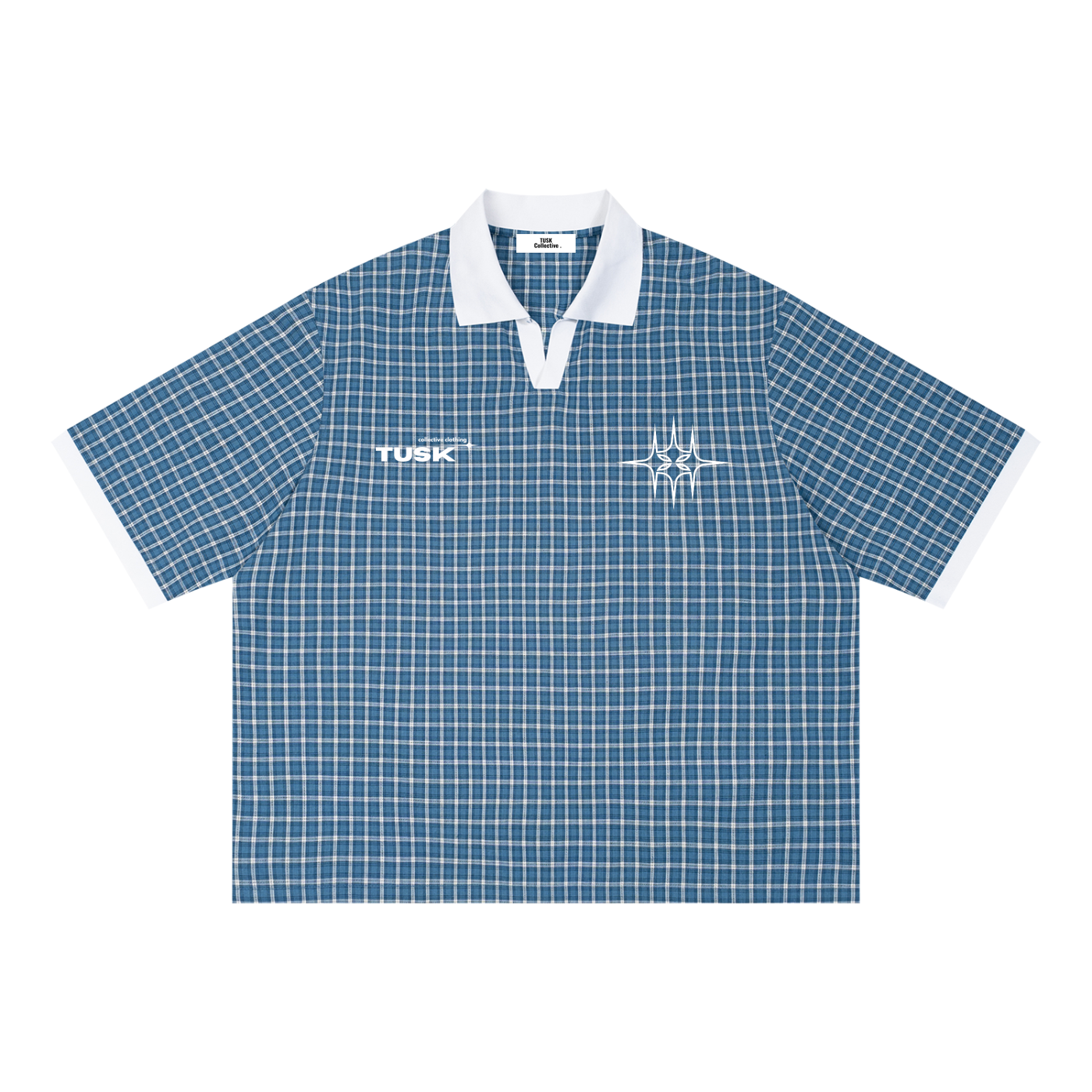 Unisex Boxy Plaid Color Block Polo Shirt