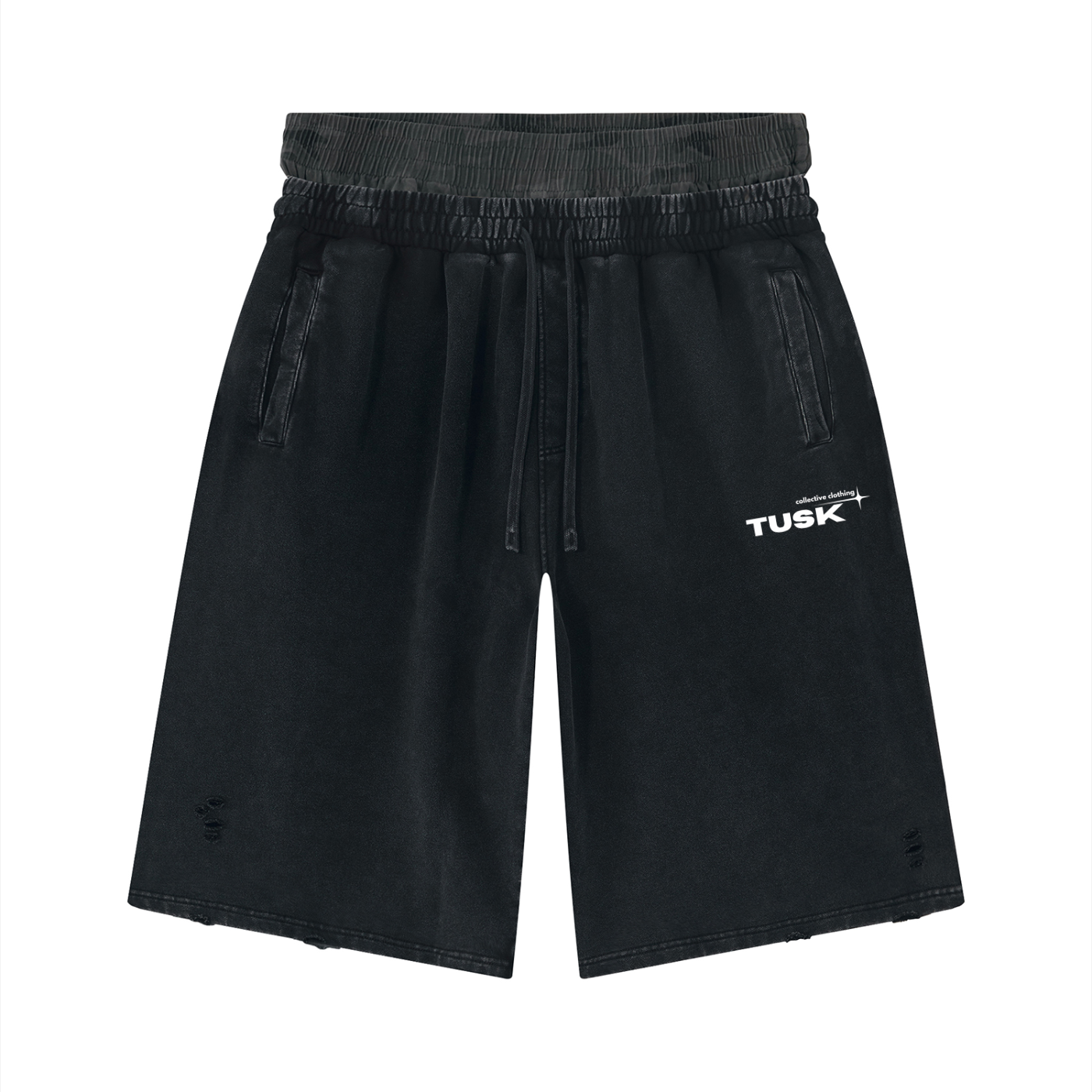 Unisex Vintage Wash Distressed Wide Leg Shorts