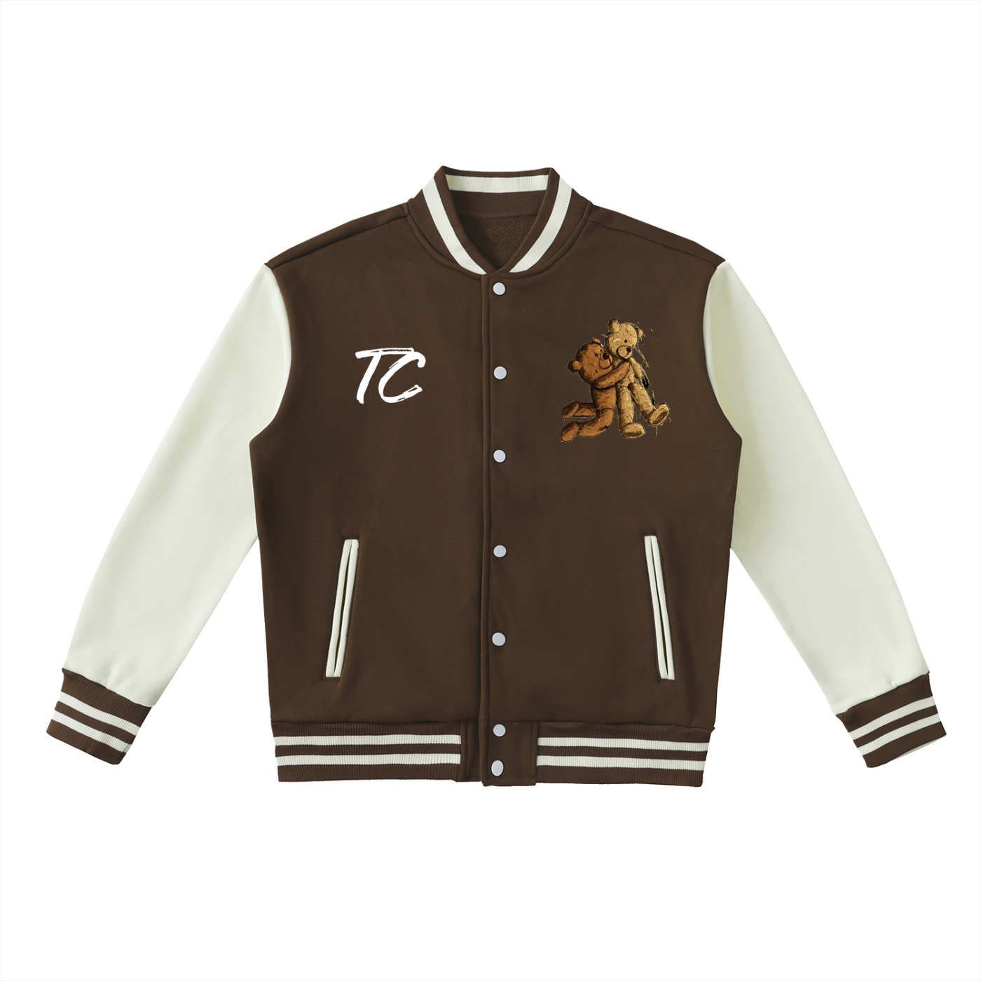 Two-Tone Fleeced Varsity Jacket