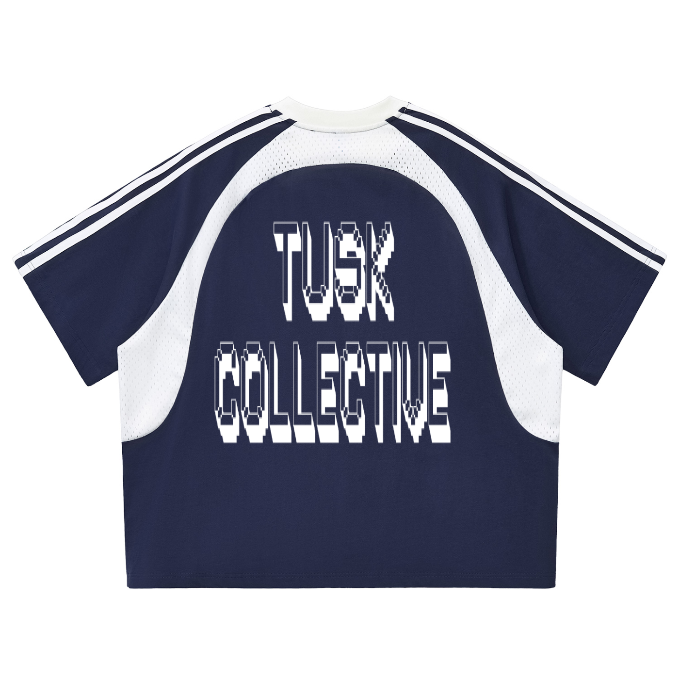 Contrast Stripes Panel Mesh T-shirt