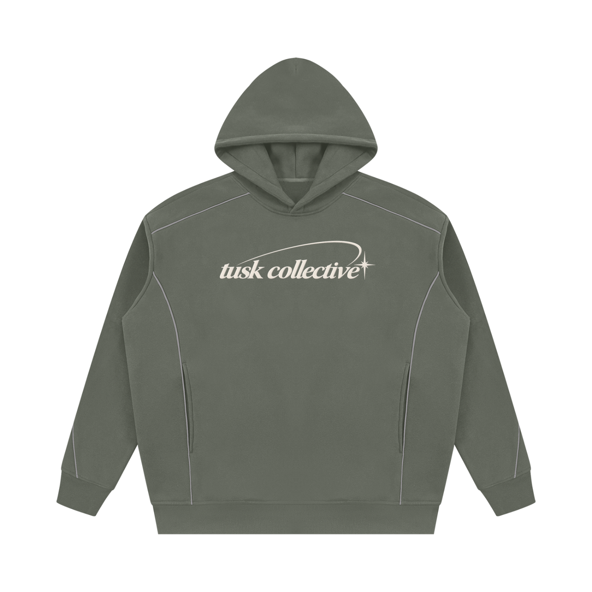 Unisex Oversized Piping Fleece Hoodie