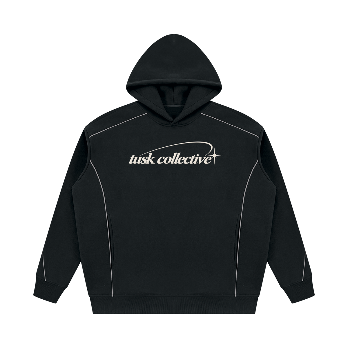 Unisex Oversized Piping Fleece Hoodie