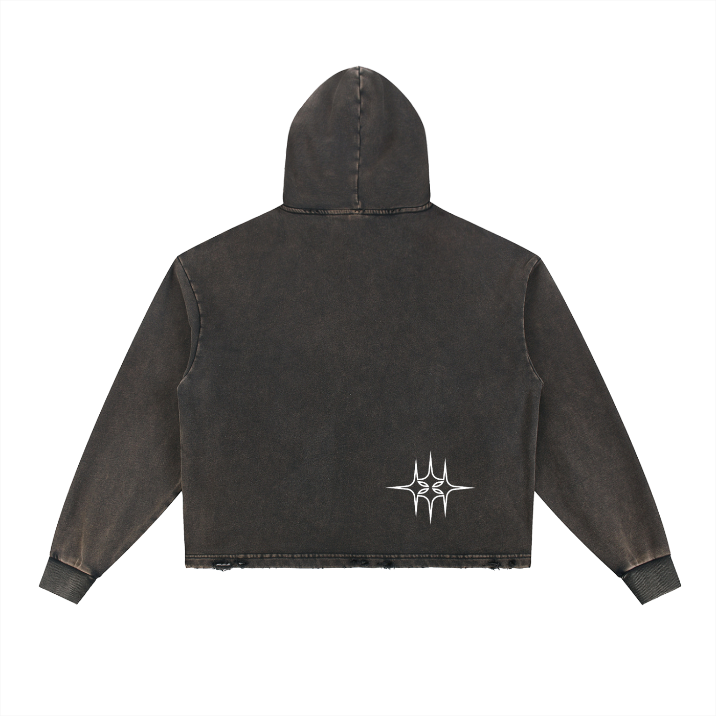 Vintage Washed Frayed-Hem Hoodie
