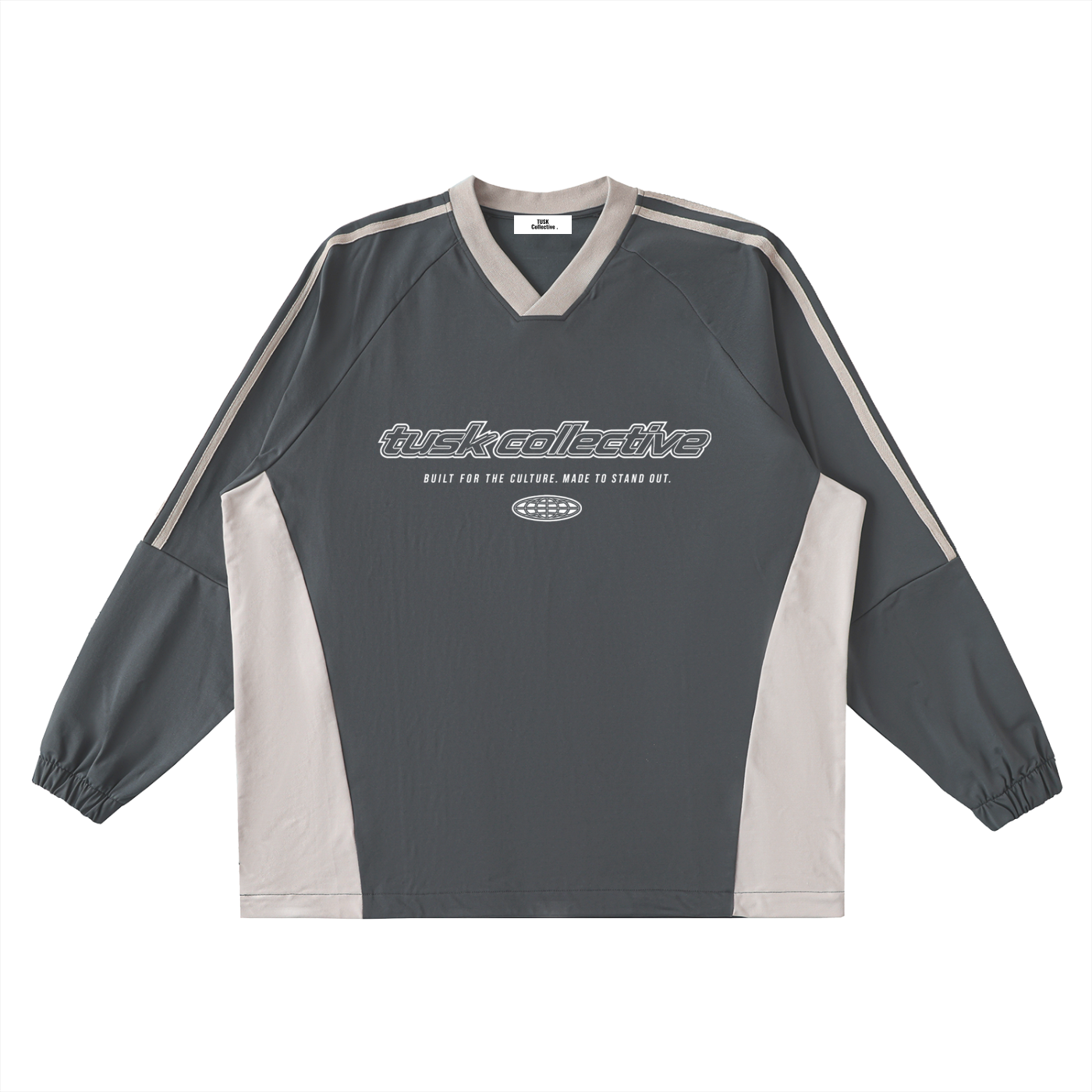 Color-Block V-Neck Long-Sleeve T-Shirt
