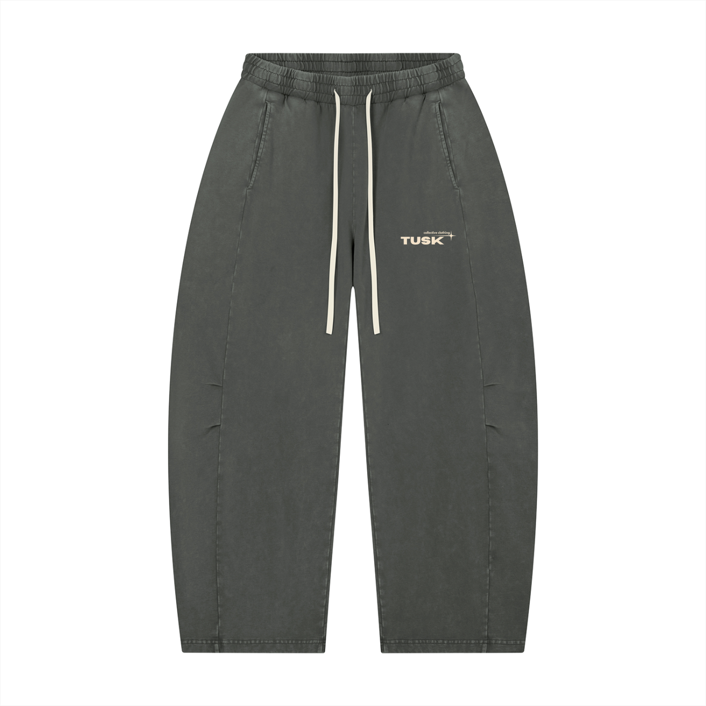 Unisex Mineral Wash Barrel Leg Pants