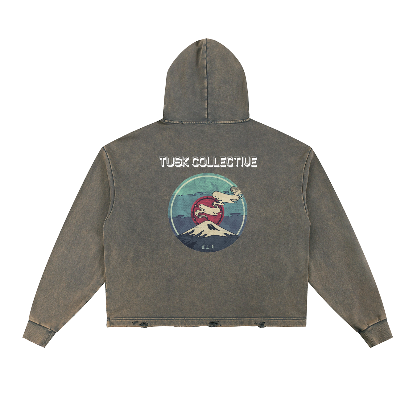 Vintage Washed Frayed-Hem Hoodie