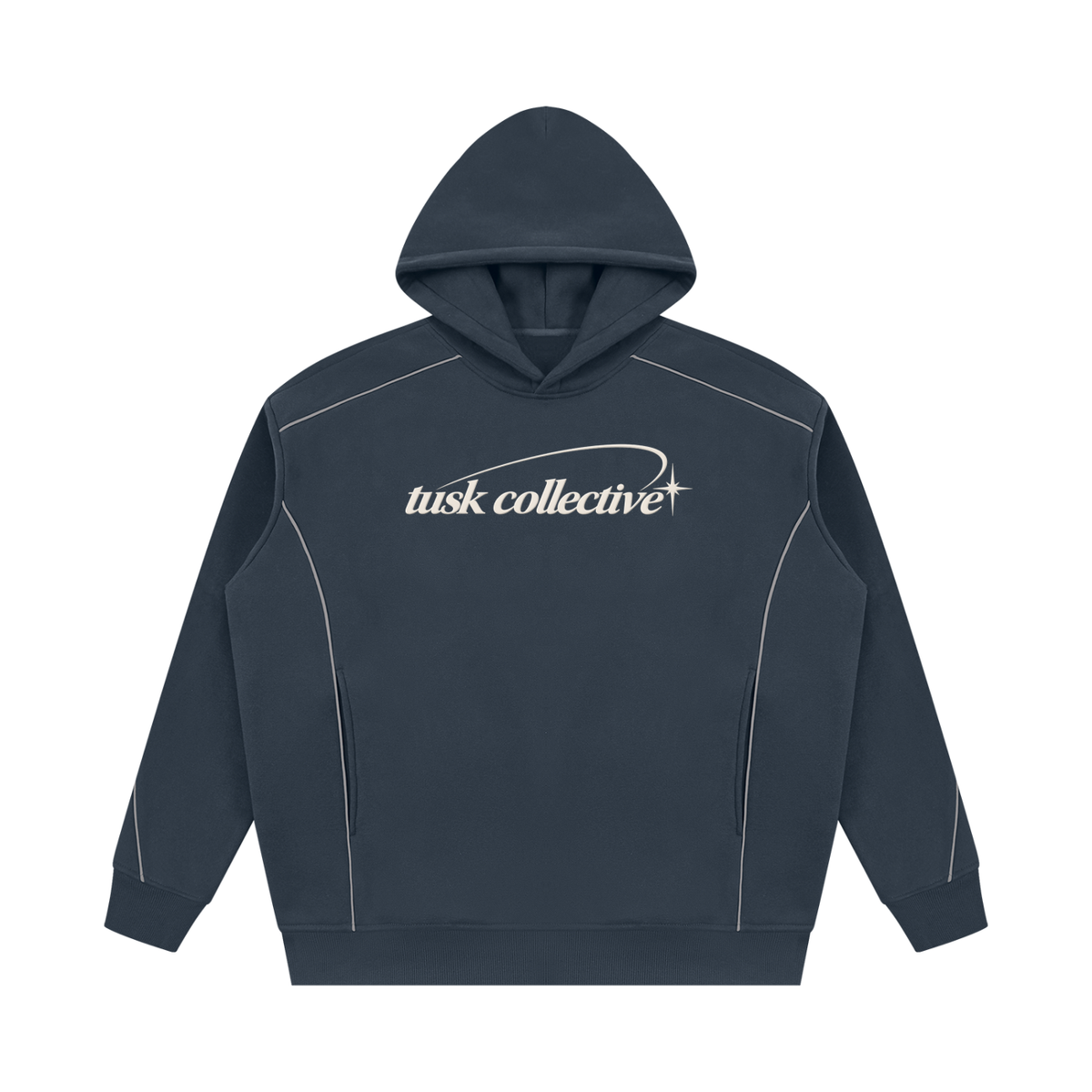 Unisex Oversized Piping Fleece Hoodie