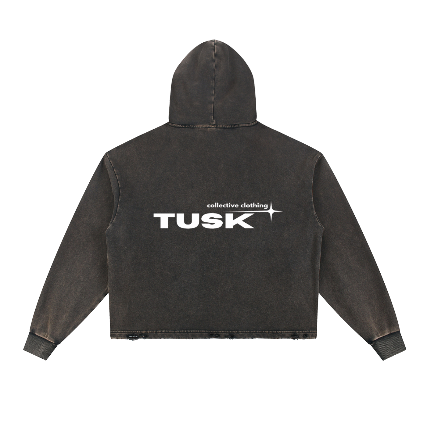 Vintage Washed Frayed-Hem Hoodie