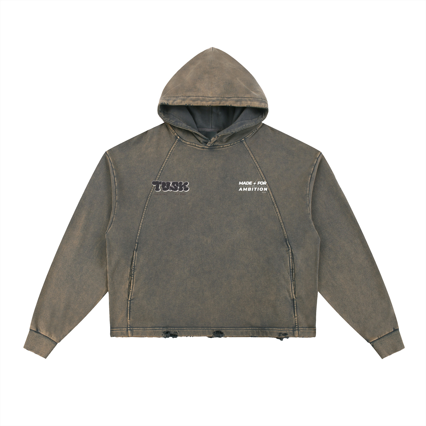 Vintage Washed Frayed-Hem Hoodie