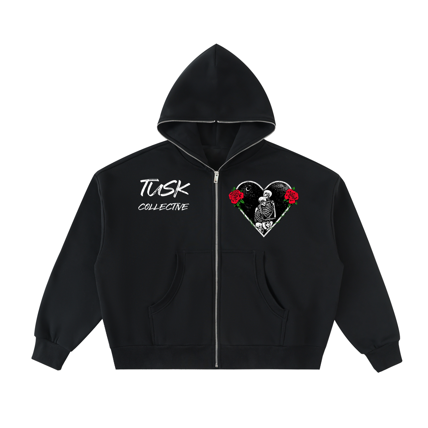 Fleeced Full-Zip Boxy Hoodie