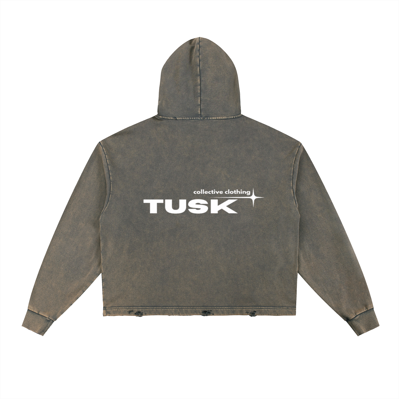 Vintage Washed Frayed-Hem Hoodie
