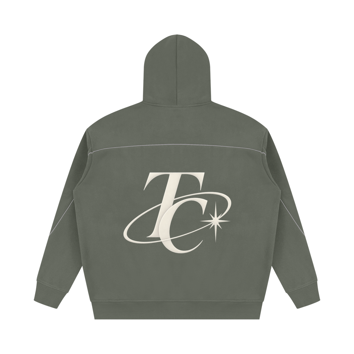 Unisex Oversized Piping Fleece Hoodie
