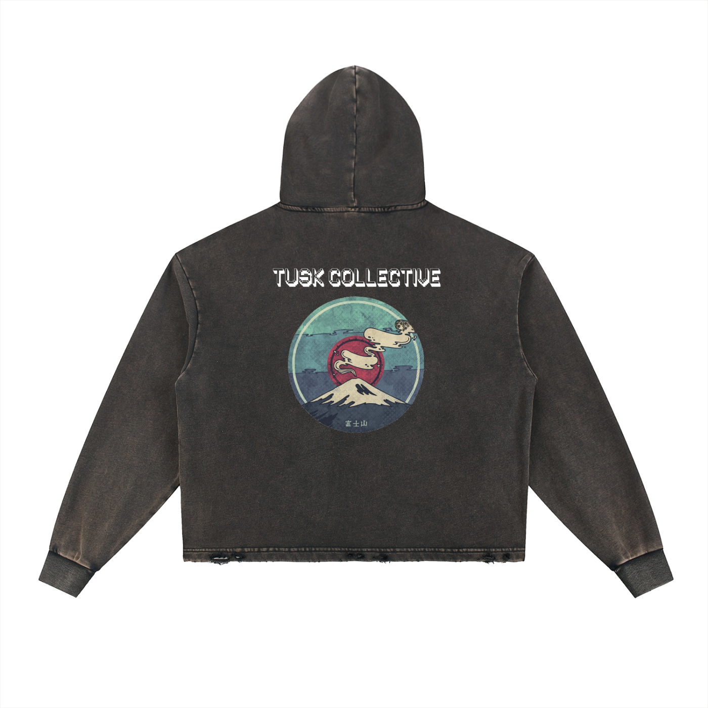 Vintage Washed Frayed-Hem Hoodie