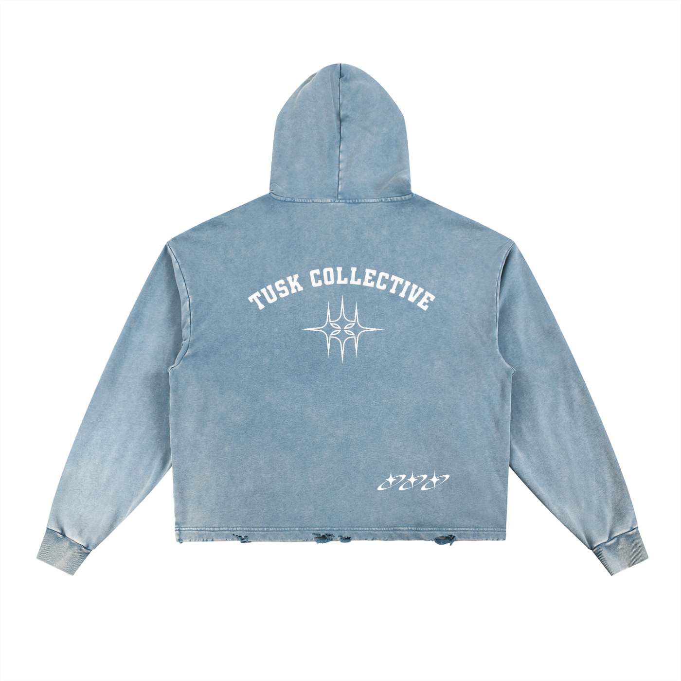Vintage Washed Frayed-Hem Hoodie