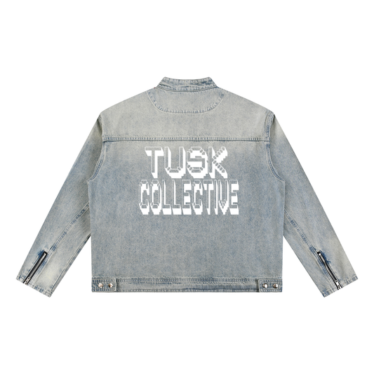 Vintage Wash Zip Denim Jacket