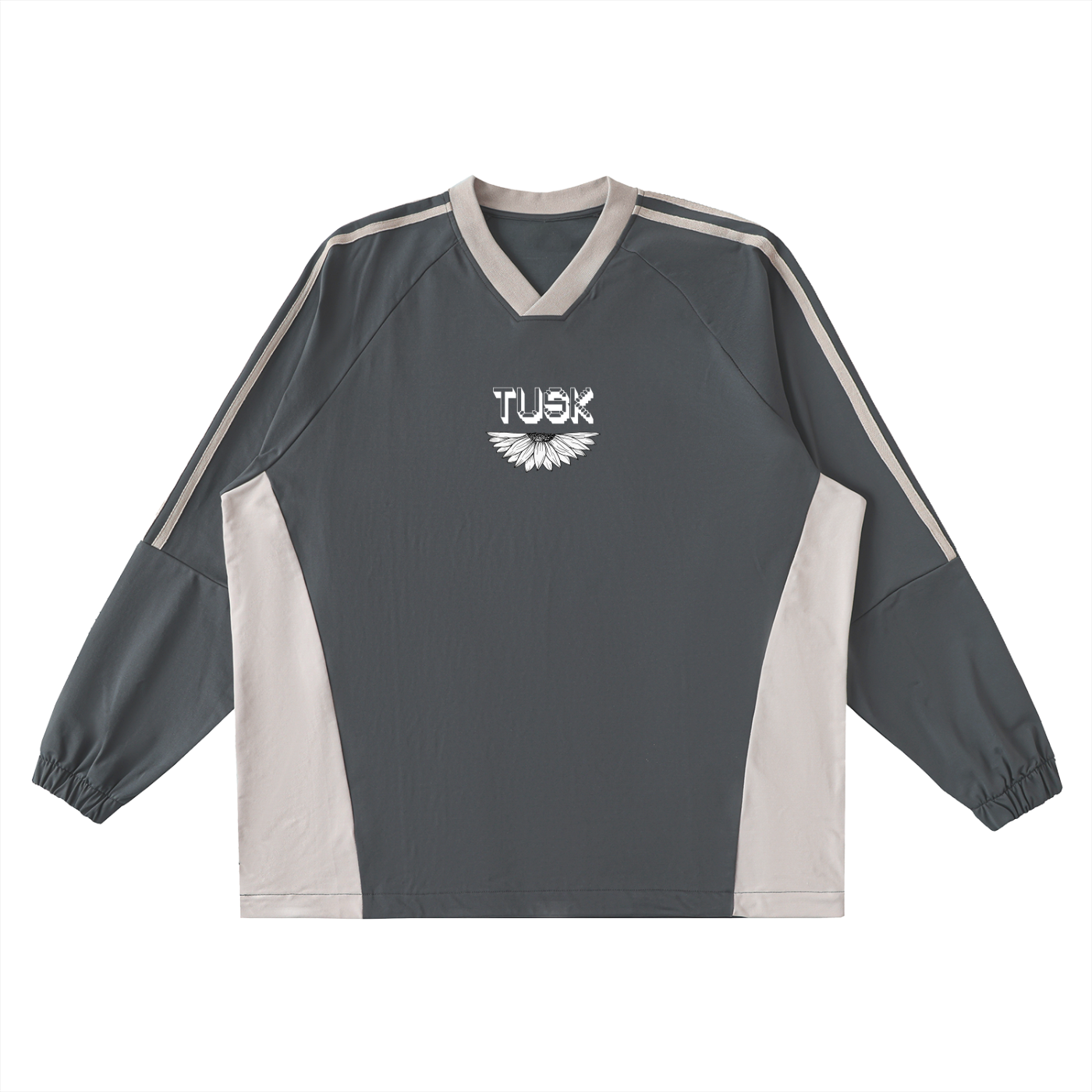 Color-Block V-Neck Long-Sleeve T-Shirt