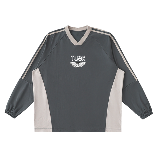 Color-Block V-Neck Long-Sleeve T-Shirt