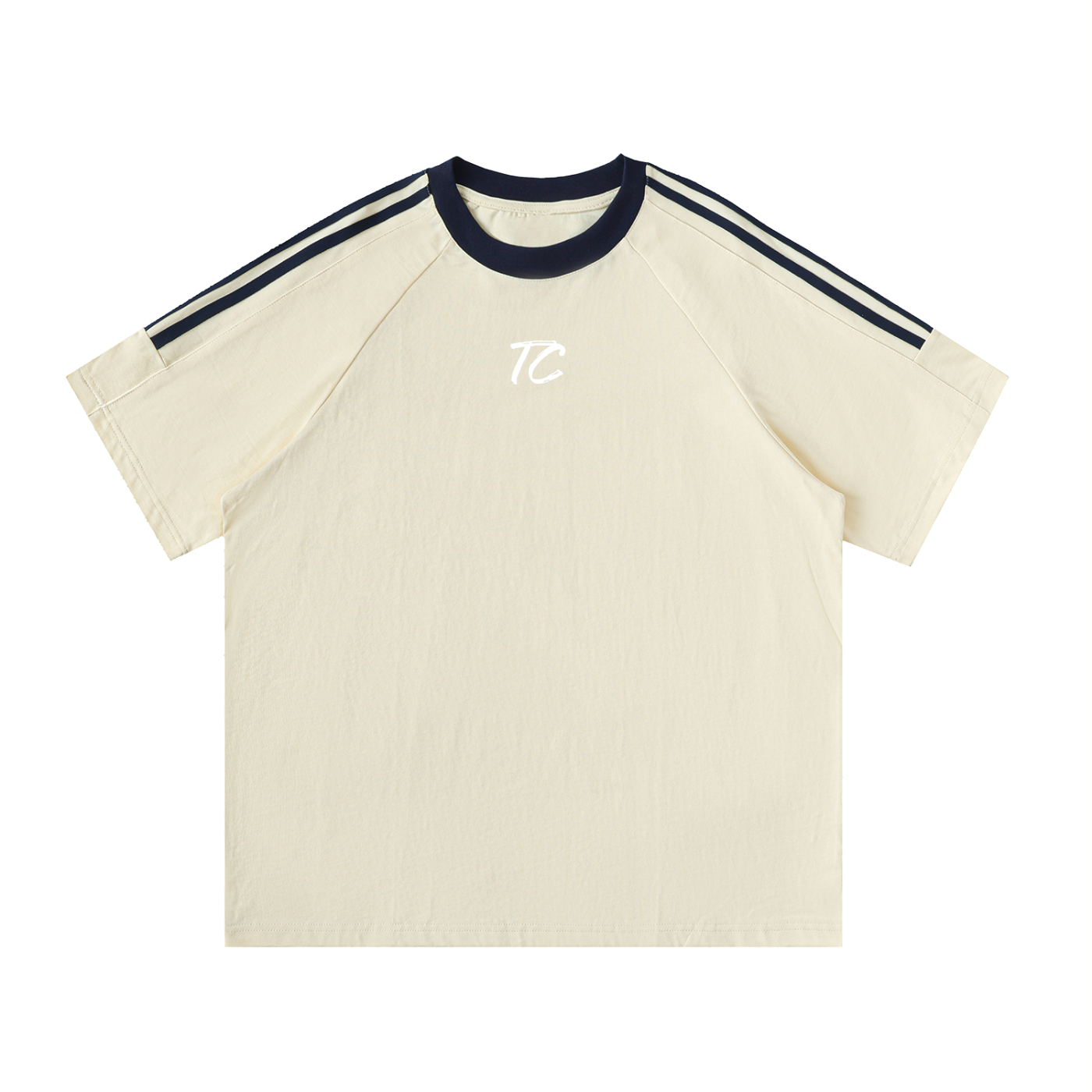 Contrast Tape Crewneck Cotton T-Shirt