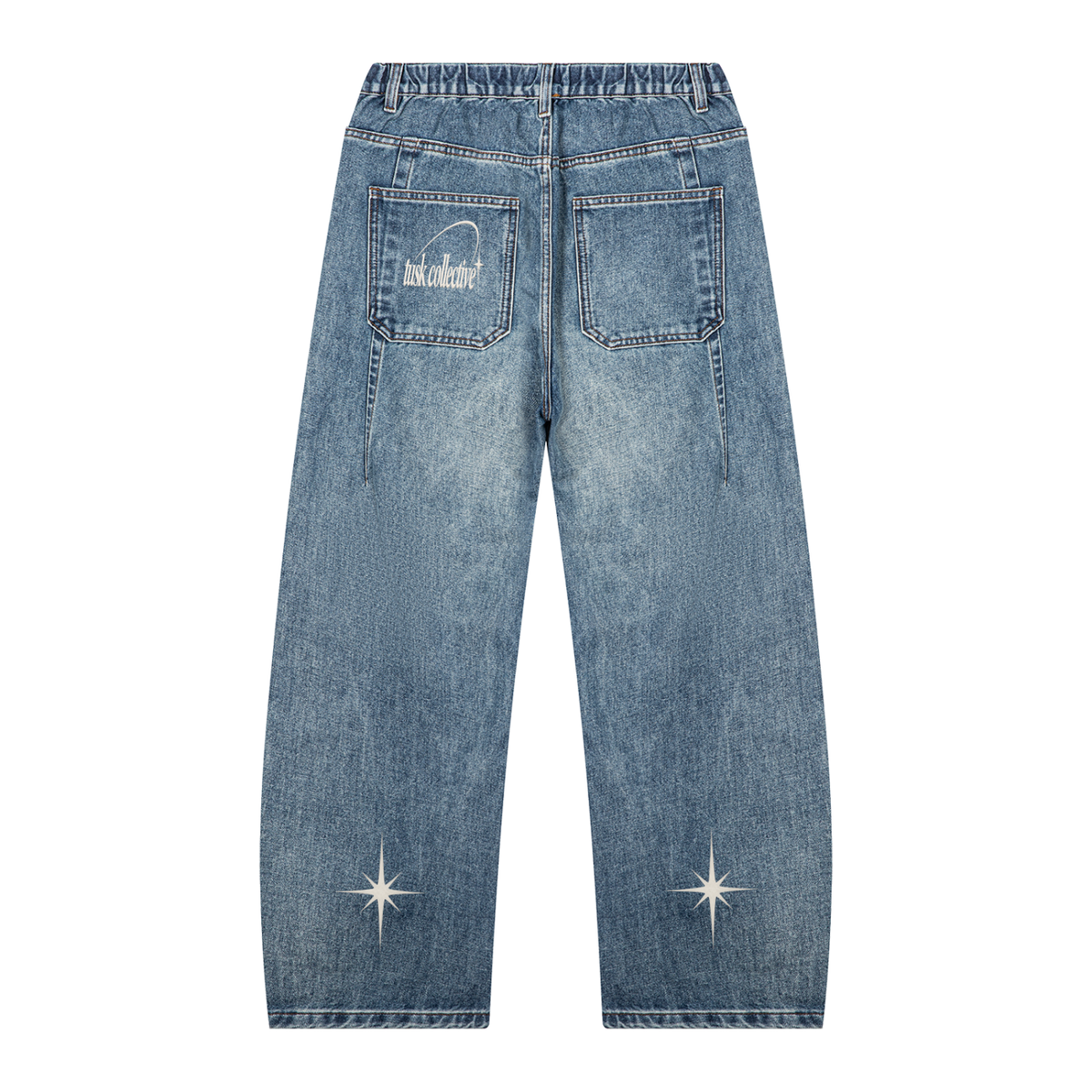 Unisex Vintage Wash Barrel Leg Denim Jeans