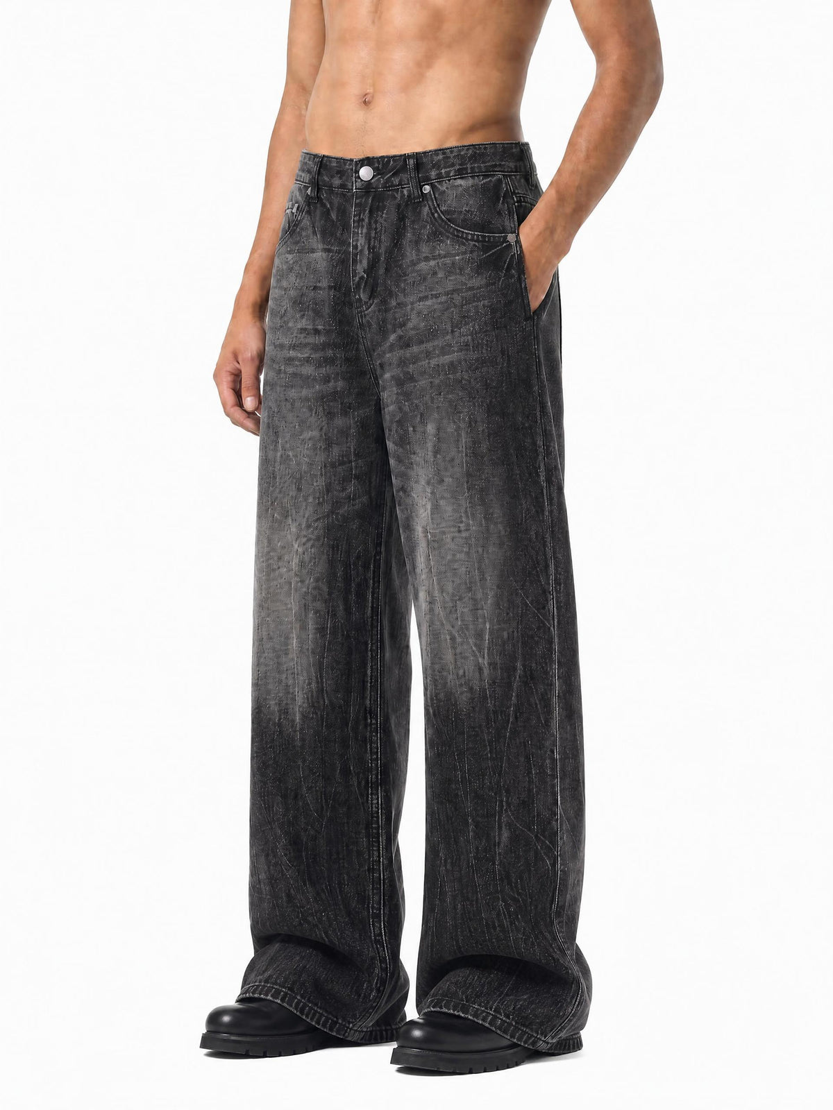 Men’s Vintage Wash Wide Leg Jeans